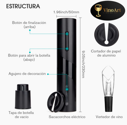 Kit Abridor de Vinos Electrico - VinoArt